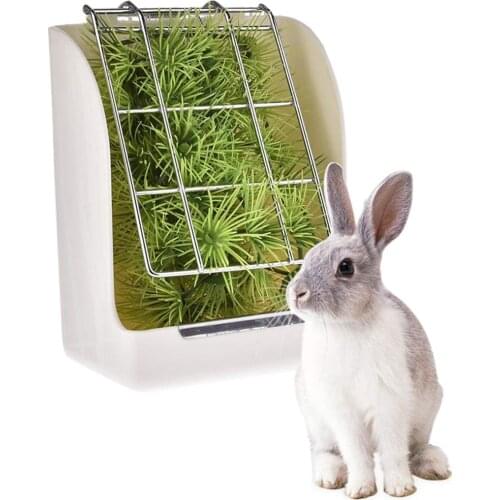 Fixed Food Container Bowl Rabbit Grass Feeder Spring Straw Frame Grass Basket Small Pet Guinea Pig Totoro Cage Accessories