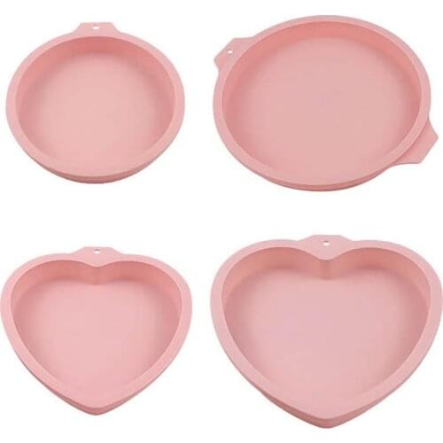 DIY Bakeware Molds Baking Pan Tools Ice Trays Non-stick Platinum Silica Gel 6/8 Inch Rainbow Cake Mould Round/Heart Shape 1Pcs