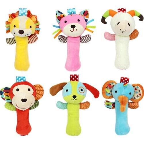 Newborn toys Soft Animal Model Handbells plush Rattles Rattle Cute Gift Baby toy 0-12months