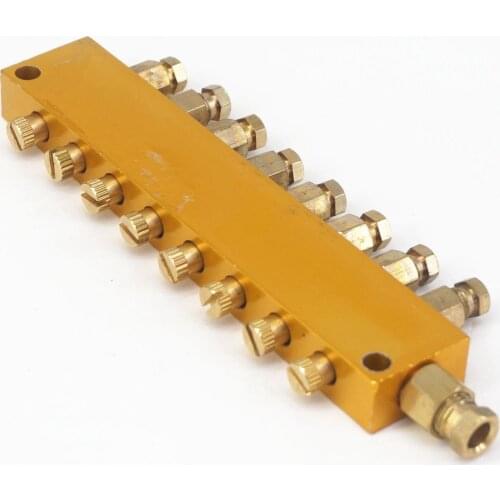 Al Body+Brass Fitting 8 Way 6mm in 4mm Out Adjust Lube Oil Piston Distributor Value Manifold Block for Centralized Lubrication