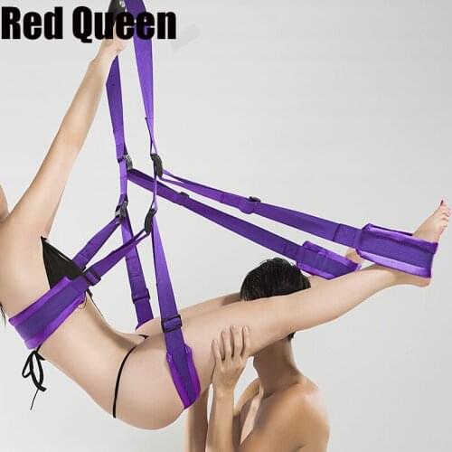 Red Queen Sex Swing Chairs Hanging Kit Bondage Swing Sex Toys for Couples Erotic Tools for Adult Games Door Swing Sex Furniture