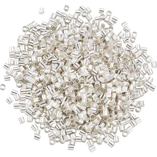 1700pcs 1.5mm Brass Tube Crimp End Beads Stopper Spacer Beads For Jewelry Making Findings Necklace Silver Color