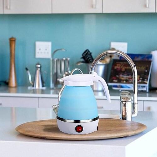 0.6 L Small Camping Kettle Foldable Electric Kettle With Stainless Steel Base Portable Kettle For Outdoor Cycling Travel