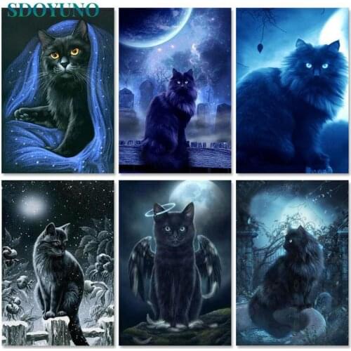 SDOYUNO Oil Painting By Numbers For Adults Frameless Cat 60x75cm DIY Paint By Numbers On Canvas Animals Home Decor