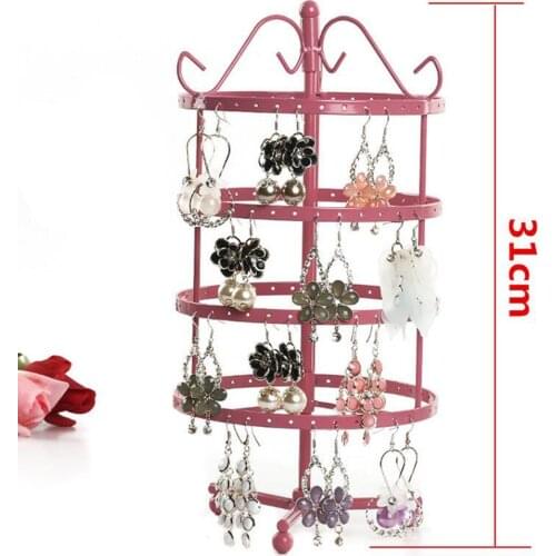 Metal Earrings Organizer Rotating Spin Stand Jewelry Display Rack 4 Tier Earring Display Tower Jewelry Stand Holder 144Hole