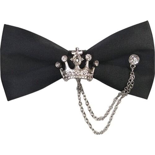 Fashion Mens Bow Tie Brand New Metal Golden Crown Bowtie Formal Casual Two Layer Butterfly Ties Great for Party Wedding
