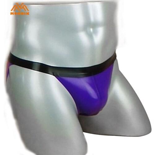 MONNIK latexSexy Latex Man Briefs Purple Rubber Shorts Panties Underwear Unique