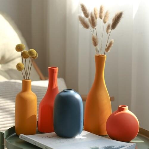 Nordic Ceramic Vase Minimalism Flower Vases Table Decoration Living Room Accessories Modern Decor Crafts Nordic Home Room Decor
