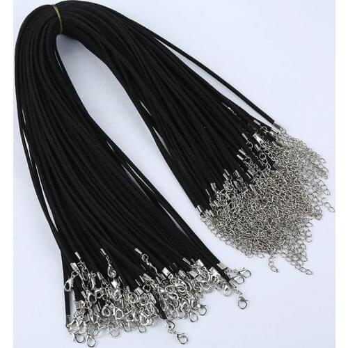 Wholesale 27mm 30pcs/lot Black Korean Velvet Cord Necklace Rope: 43cm+ Chain: 5cm with Lobster Clasp DIY Jewelry Accessories