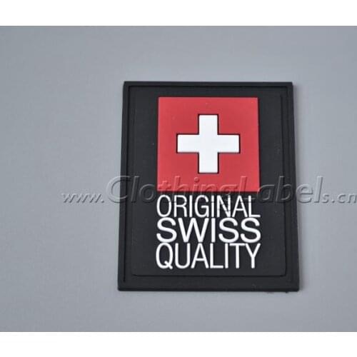 Custom PVC labels, embossed logo, groove line for sew in fabric, low MOQ, high quality