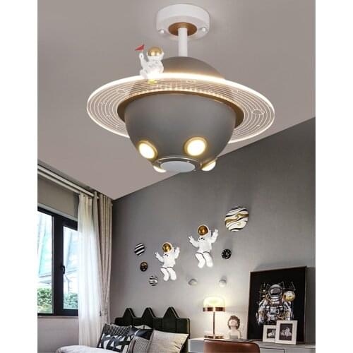 Nordic Space Planet Ceiling Light Bluetooth Music Simple Dimming Cartoon Childrens Room Lighting Astronaut Decor Ceiling Lamp