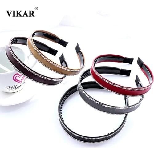 Womens Leather Knot Hairband Womens Headwear Pure Color Headband Bezel Girls Hairband Headbands Female Hair Accessories Vikar