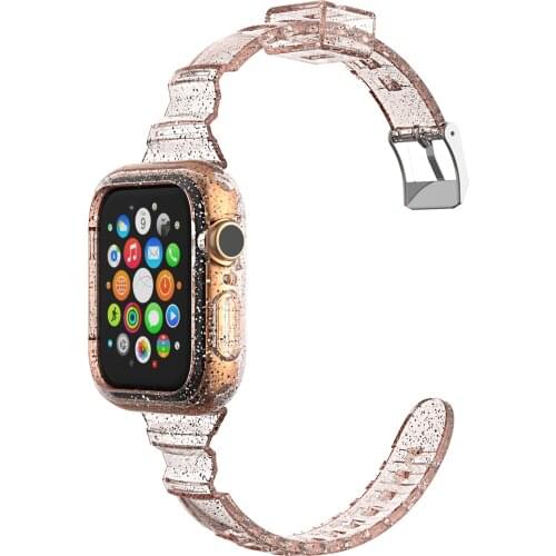 Clear Rugged Armor Designed 44mm 42mm watchband with Case for iWatch Band Strap For Apple watch 44mm 42 mm 6 SE 5 4 3