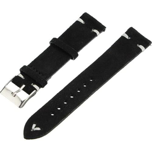 18/20/22mm Blue/Black/Coffee Suede Vintage Hand-Stitched Leather Watchbands Quick Release Strap Release Strap Watch Band