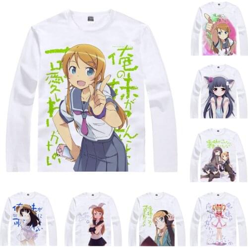 Coolprint Anime Shirt Oreimo Ore No Imoto T-Shirts Long Kirino Kosaka Kyosuke Ruri Goko Kuroneko Black Cat Cosplay Kawaii Shirts