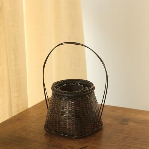 Handmade Hanging Storage Water Bamboo Flower Vase Basket Bonsai Traditional Bamboo Flowers Container For Home Hotel Teahouse