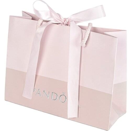 Kraft paper made personalized paper bags with logo print paper handle for shopping bags