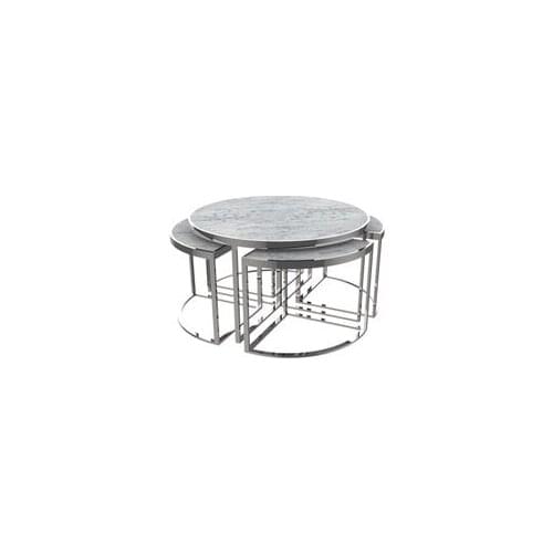 Modern Irene Carrara White Marble Polished Stainless Medium Coffee table coffe table