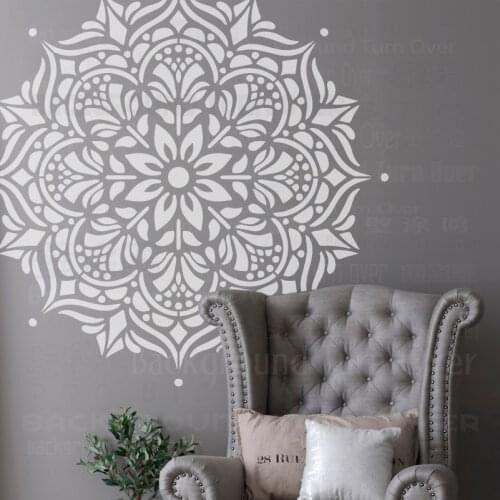 80cm - 120cm Stencil For Wall Decor Painting Furniture On The Paint Large Huge Giant Mandala Indian Arabic Ethnic Round S075