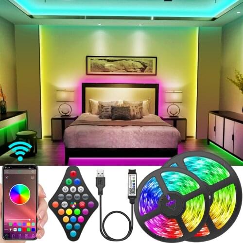 USB LED Strip Lights Bluetooth RGB 1M-10M Phone APP Control Led Flexible Lamp 5V Tape Ribbon Diode For TV BackLight Home Party