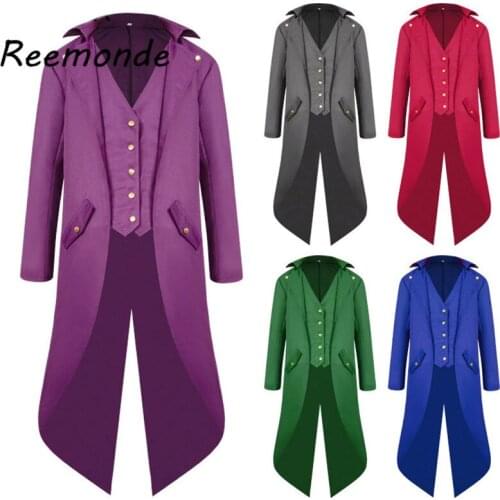 Europe America Costumes Medieval Retro Men Swallowtail Dust Coat Jacket Medium Style Steam Punk Cosplay Costumes Palace Trench
