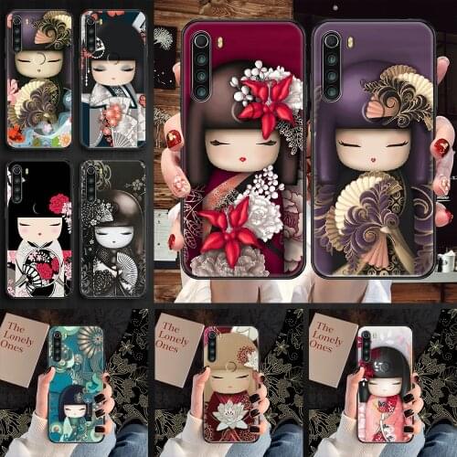 JAPAN Kimono Dolls Phone case For Xiaomi Redmi Note 7 7A 8 8T 9 9A 9S 10 K30 Pro Ultra black 3D prime soft cover trend coque