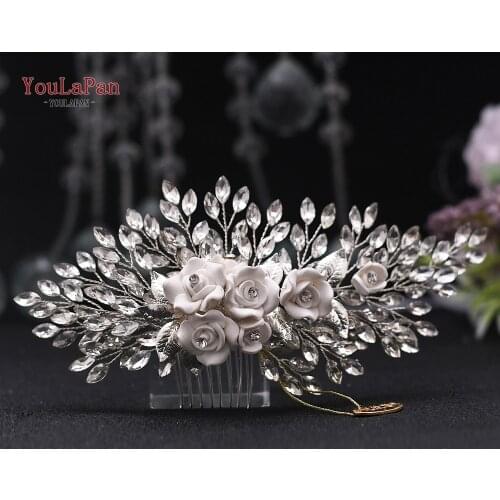 YouLaPan HP319 Floral Bridal Hair Accessories Rhinestone Hair Comb Wedding Hair Clips Hair Jewelry Handmade Women Hair Ornament