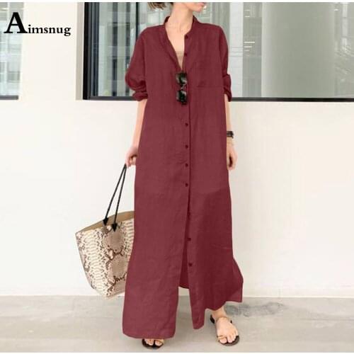 Latest 2021 Women Elegant Long Maxi Dress Bohemian Party Dresses Long Sleeve Plus size 4xl Ladies Vintage Single Breasted Dress