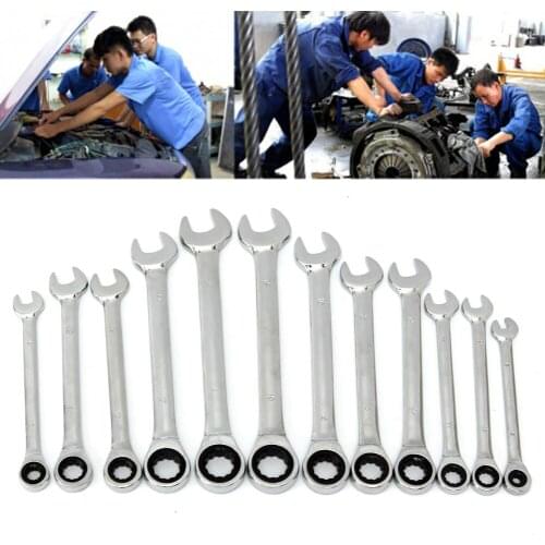 1PCS 8-16mm Double Head Ratchet Combination Wrenches Hand Tool for Nut Spanner Chrome Finish For Home Repairing Tool Parts