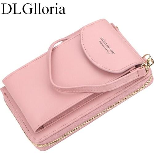 2021 Leather Women Wallet Cell Phone Bags Card Holder Female Handbag Coin Purse Clutch For Ladies Messenger Shoulder Long Straps