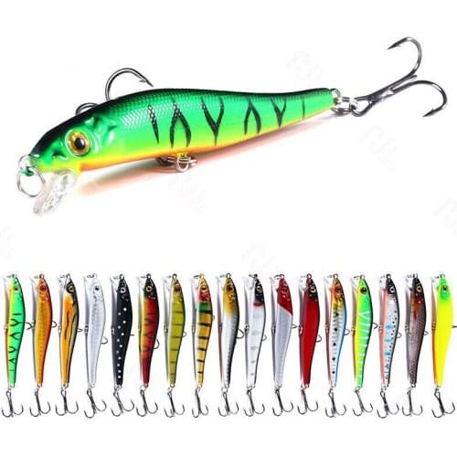 3D Artificial Minnow Fishing Lures Baits Bass Crankbait Swimbait Treble Hook