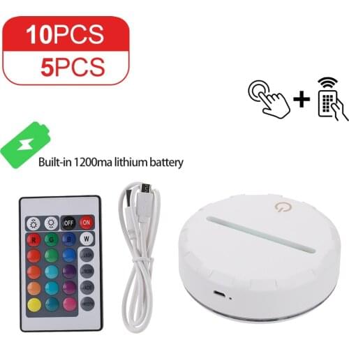5/10PCS Romantic 7 Color 3D LED Lamp Bases Bluetooth Audio Night Light Touch Function With Remote Control Table Desk Lamp Holder