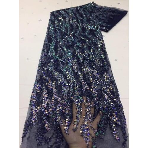 5yards/pc) Beaded sequins French net lace high quality African tulle lace fabric with embroidery for attractive dress FZZ042