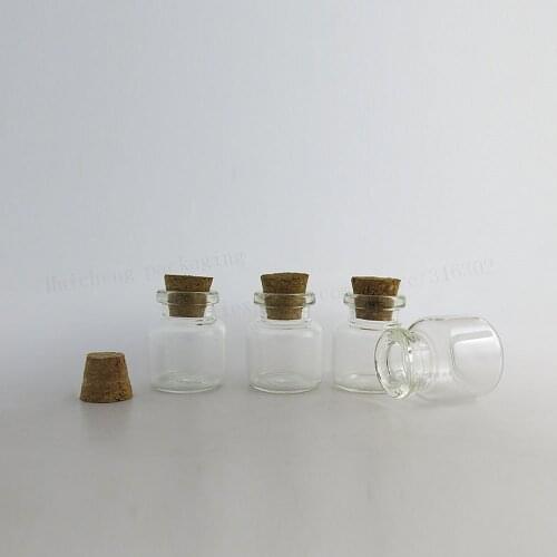 7ml Empty Clear Mini Cute Glass Bottles With Cork DIY 7 ml Clear Transparent Little Decorative Vials Pendants 100pcs
