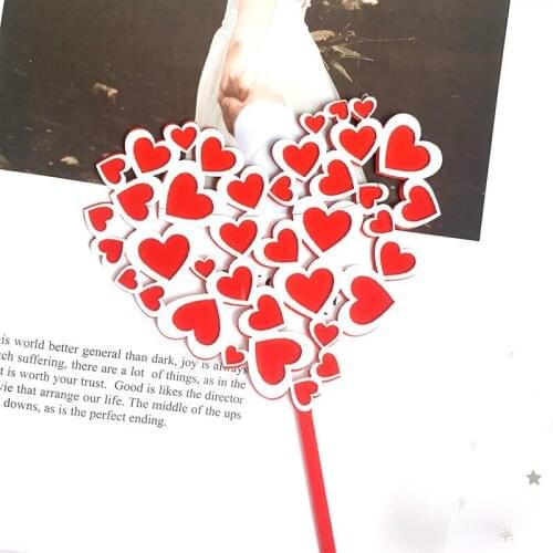 Acrylic Love Wedding Cake Topper Cute Red Heart Acrylic Cupcake Topper For Girls Birthday Party Cake Decorations Baby Shower