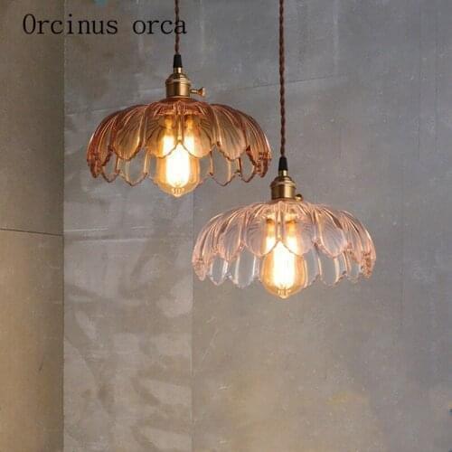 American country retro crystal glass lotus chandelier cafe restaurant creative romantic single head Chandelier free shipping