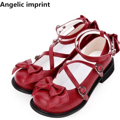 Angelic imprint woman mori girl lolita cosplay shoes lady low heels pumps women princess student dress party shoes 33-47 8198