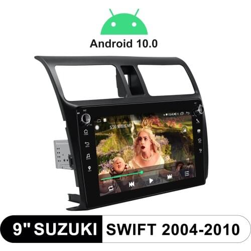 Car Radio Stereo System Central Multimedia Android 10 Steering Wheel Control For 2004-2010 Suzuki Swift With 9 Inch IPS Screen