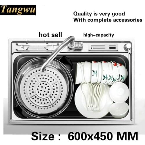 Free shipping Household luxury kitchen single trough sink the slide high quality 304 stainless steel hot sell 61x45 CM