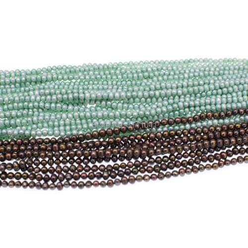 Loose beads freshwater pearl sky blue/brown round barqoue 3-4mm for DIY jewelry making 38cm FPPJ wholesale nature