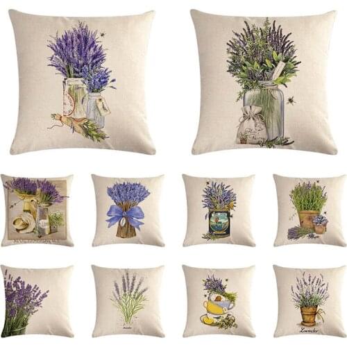 Home Decor Farmhouse Lavender Pillowcase Decorative Throw Pillowcase Floral Decoration fundas cojines PZ02