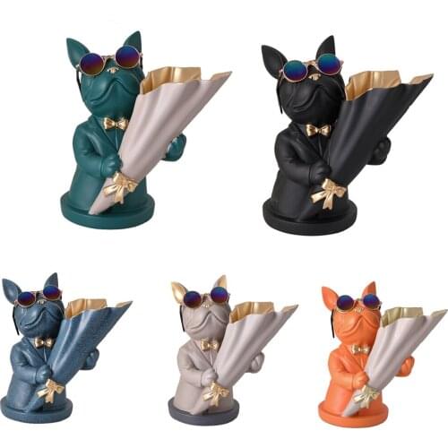 French Bulldog Figurine Vase Decoration Flower Pot Flower Arrangement Tools Container Storage Home Organizer Cool Dog Ornaments