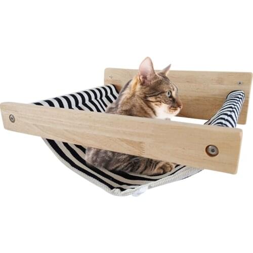 Cat Hammock Durable Safe Cotton Canvas Bed Climbing Frame Wood Canvas Cat Lounge Bed Pet House Supplies