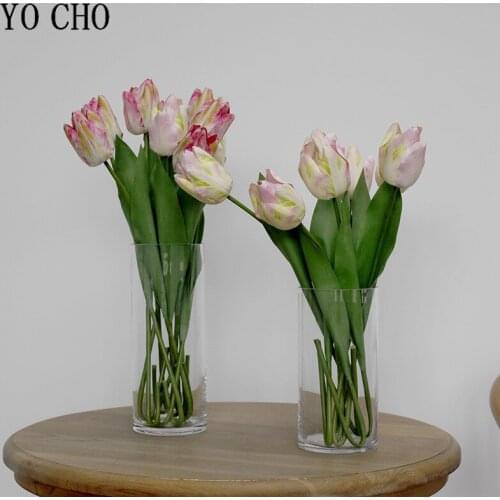 YO CHO Real Touch Tulip Artificial Flower 3D printing Bouquet Fake Flower for Wedding Decoration Flowers flores artificiales
