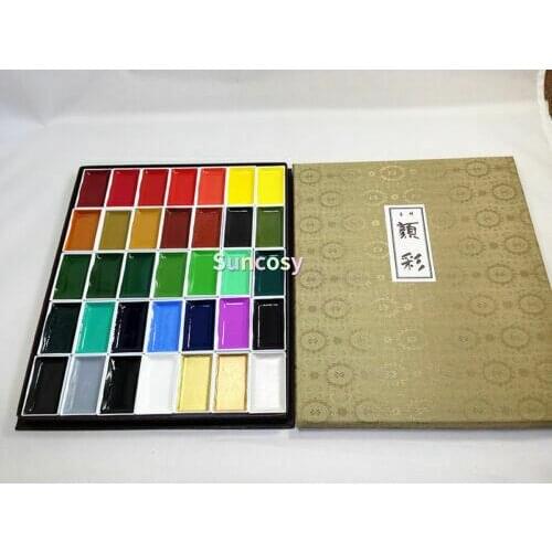 Kissho Gansai Tambi Solid Watercolor Japanese Art Paint 35 Colors Set, Art Supplies Watercolors Acuarelas Profesionales