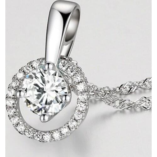 KOFSAC Classic Silver Color Necklaces For Women Jewelry Fashion Full Zircon Round Necklace Lady Anniversary Accessories