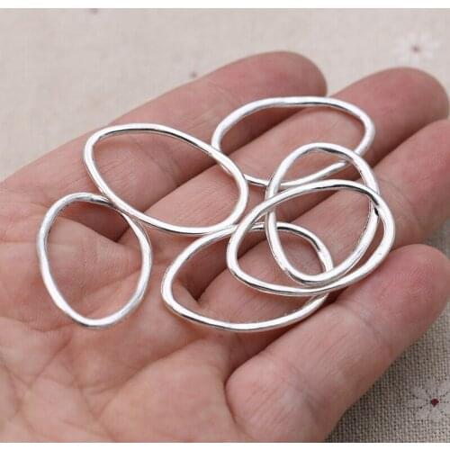 8pcs Antique Silver Plated Oval Circle Charm Pendant for Jewelry Making Necklace Earrings DIY Accessories Handmade Craft