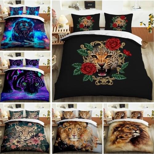 Animal 3D Lion and tiger bedding sets custom bedding set quilt cover With Pillow Case Luxury Microfiber Bedspread Home Textiles