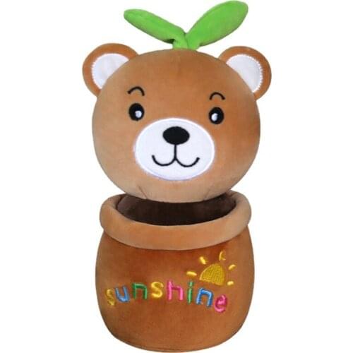 20 CM Kawaii Cactus Animal Pot Plush Soft Stuffed Anime Cute Tiger Carrot Bear Pig Cat Animal Doll Home Car Decor