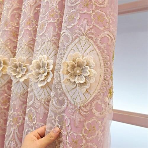 European Luxury Double Layers Embossed Embroidery Curtains High-end Blackout Drapes For Living Room Bedroom Window Decoration #4